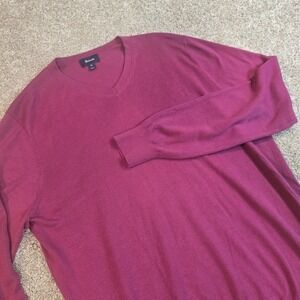 Faconnable  Red silk blend lightweight V-neck pullover sweater mens‎ XL